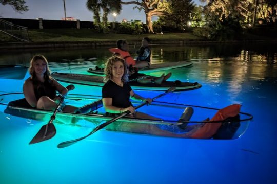 Neon Night Glow Clear Kayak or Clear Paddleboard in Paradise